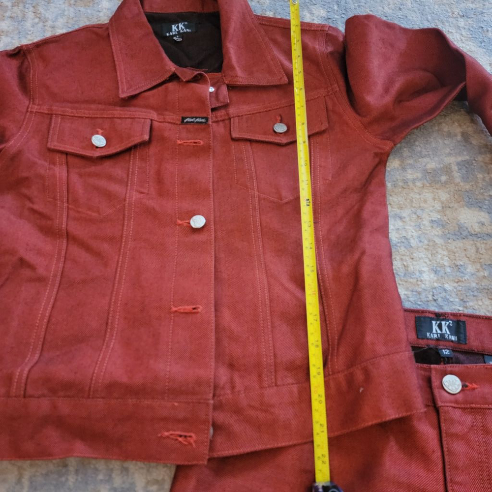 Karl Kani KK2 Y2K Women's Large/12 Red & Black Jean Jacket Jeans Set Hip Hop - Picture 7 of 8